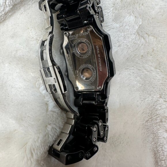 Philip Stein Dual Time Black Ceramic Watch - Natural Frequency Tech - Like-New - Picture 5 of 7